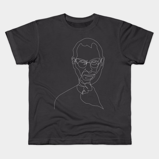 Steve Jobs Minimalist Line Art Alternate Kids T-Shirt by nankeedal